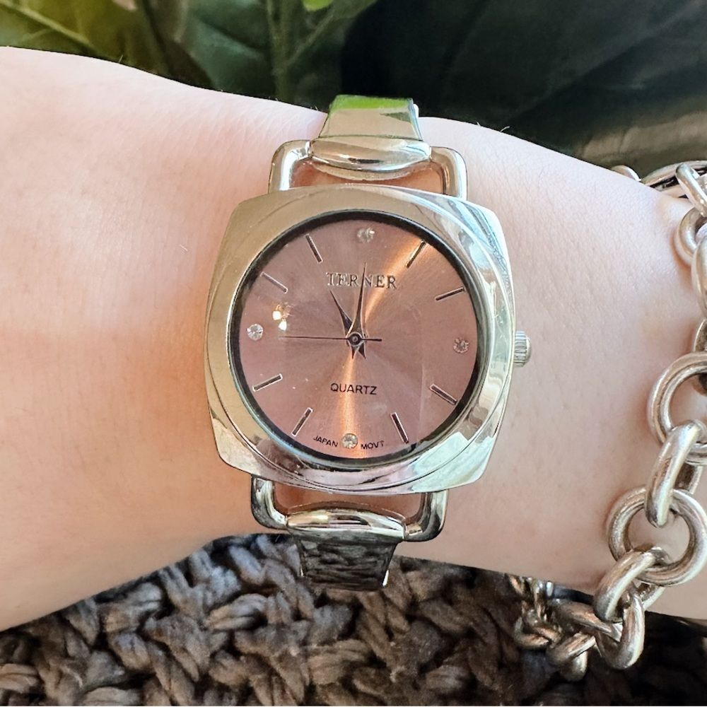 Vintage Silver & Pink Terner Watch